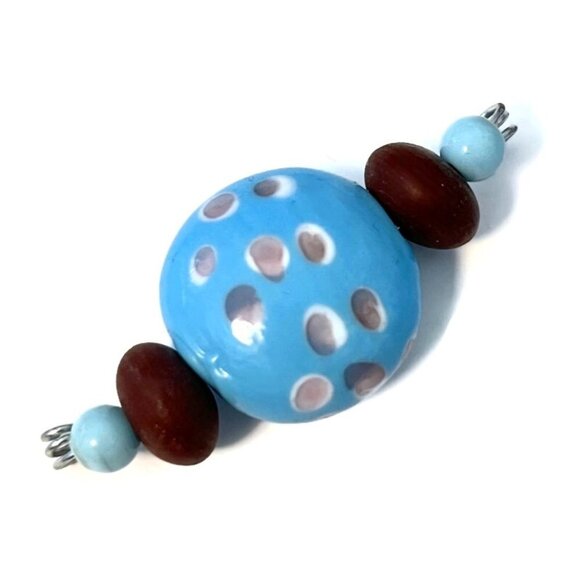 As Low As $2 Sky Blue & Mahogany Handmade Lampwork Artisan Bead Mix (5) - Picture 1 of 2